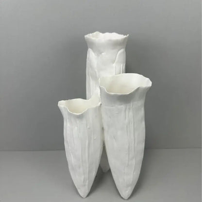 Abstract white coral reef ceramic vase triangle living room decor