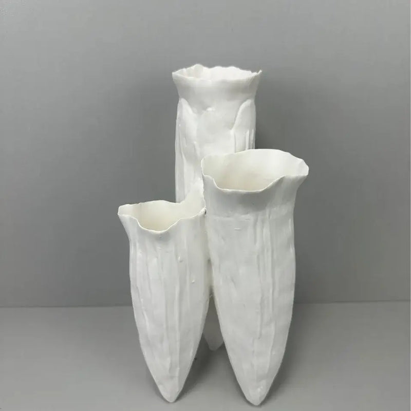 Abstract white coral reef ceramic vase triangle living room decor