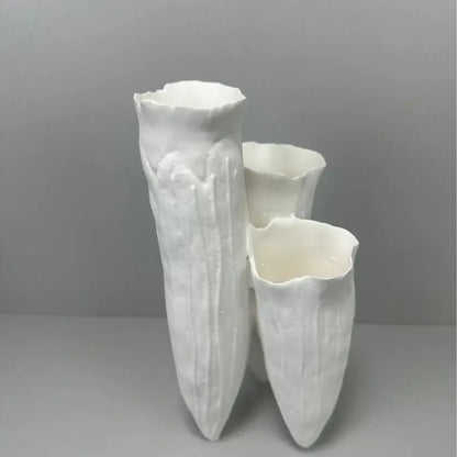 Abstract white coral reef ceramic vase triangle living room decor