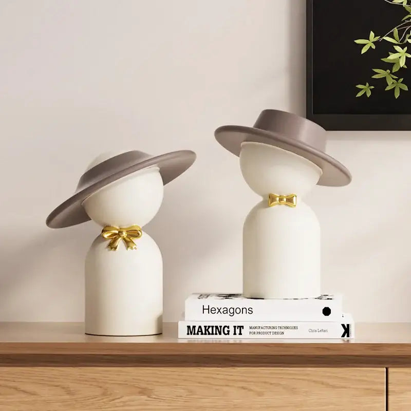 Modern white abstract couple bust sculpture living room decor