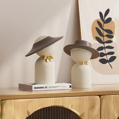 Modern white abstract couple bust sculpture living room decor