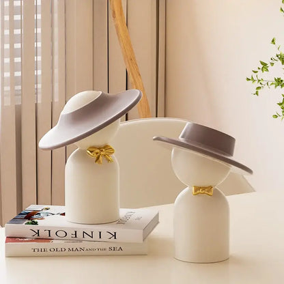 Modern white abstract couple bust sculpture living room decor