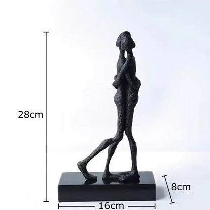 Silver and black abstract couple statue for bedroom decor