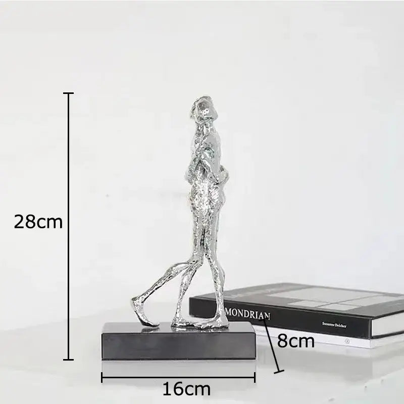 Silver and black abstract couple statue for bedroom decor