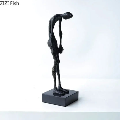 Silver and black abstract couple statue for bedroom decor