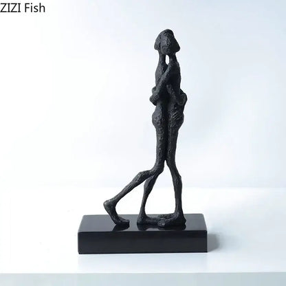 Silver and black abstract couple statue for bedroom decor