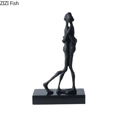 Silver and black abstract couple statue for bedroom decor