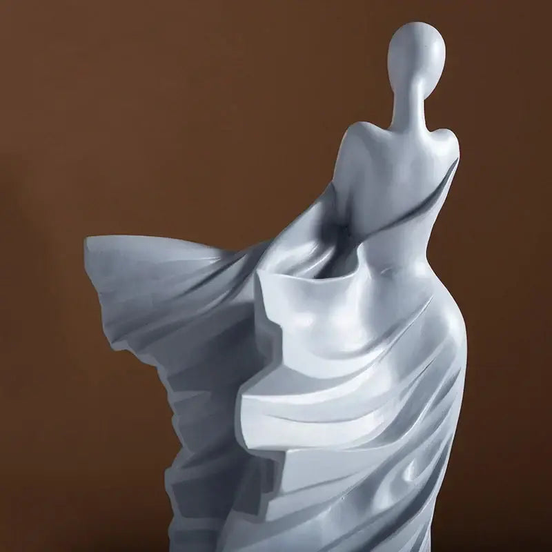 Modern white & gray abstract dancer figure resin – living room decor