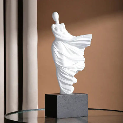 Modern white & gray abstract dancer figure resin – living room decor
