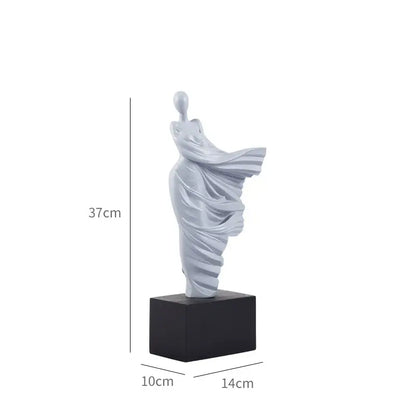 Modern white & gray abstract dancer figure resin – living room decor