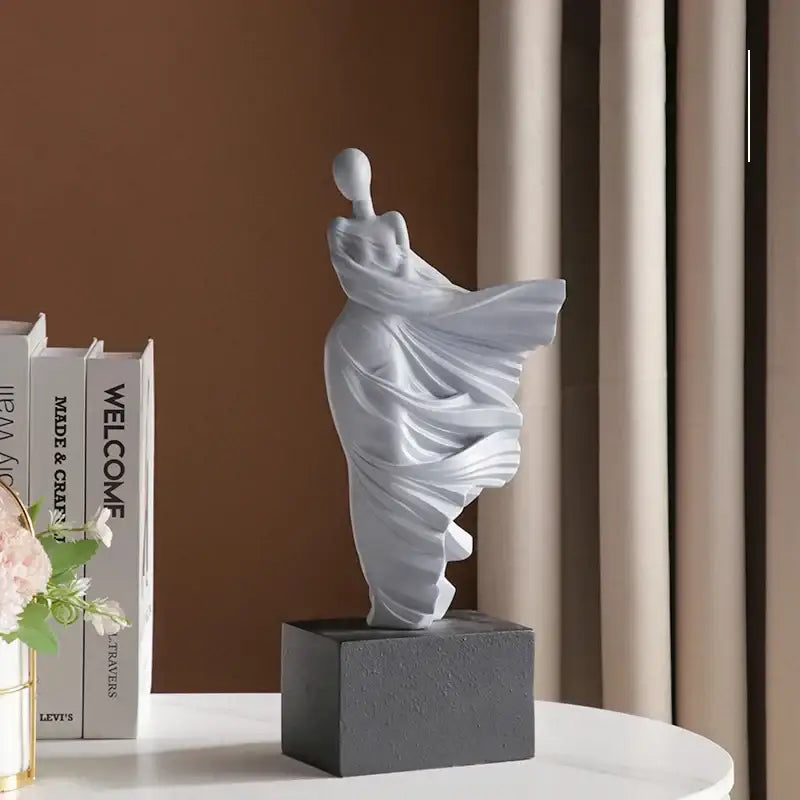 Modern white & gray abstract dancer figure resin – living room decor