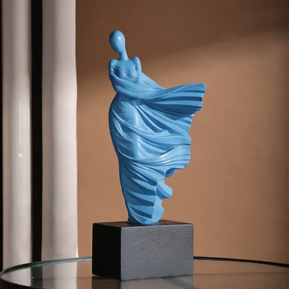 Modern white & gray abstract dancer figure resin – living room decor
