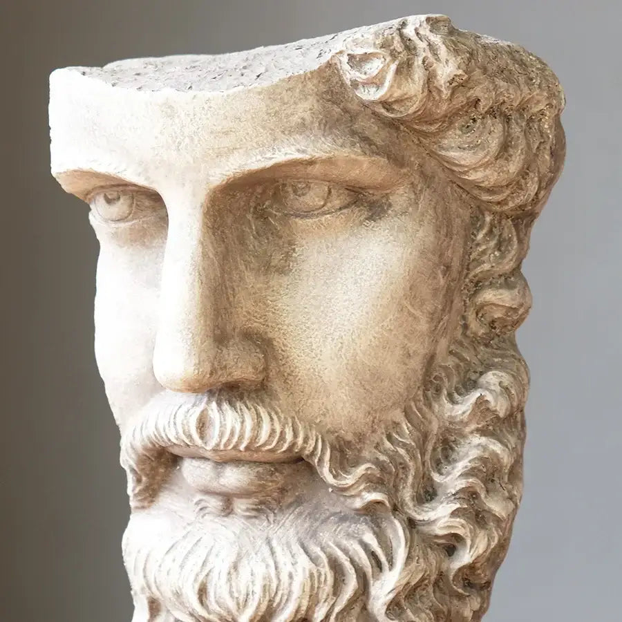Antique silver & white david face resin sculpture living room decor