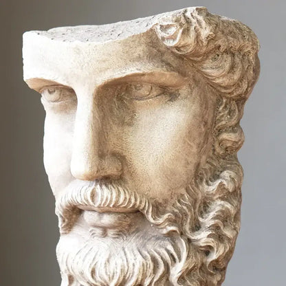 Antique silver & white david face resin sculpture living room decor