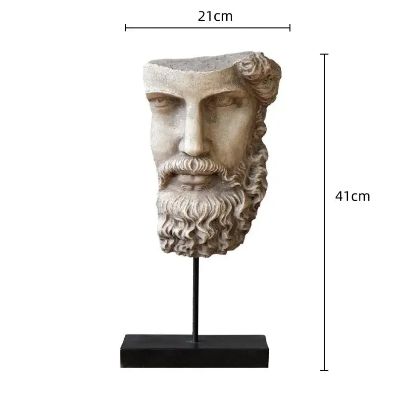 Antique silver & white david face resin sculpture living room decor