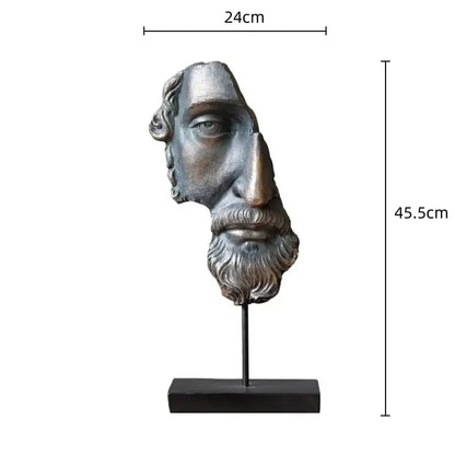 Antique silver & white david face resin sculpture living room decor