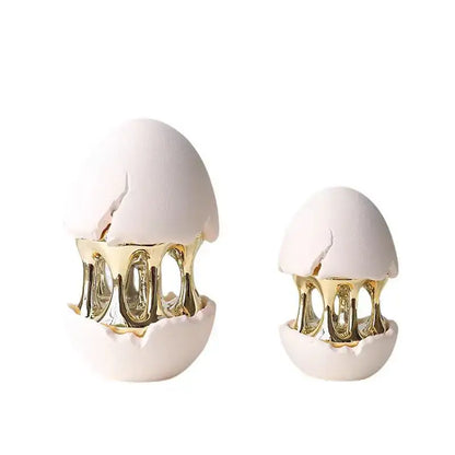Abstract white and gold eggshell hollow sculptures living room decor
