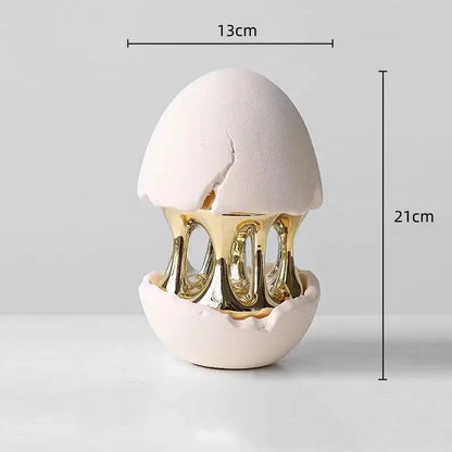 Abstract white and gold eggshell hollow sculptures living room decor