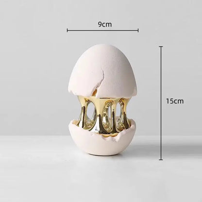 Abstract white and gold eggshell hollow sculptures living room decor