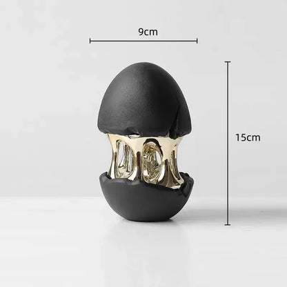 Abstract white and gold eggshell hollow sculptures living room decor