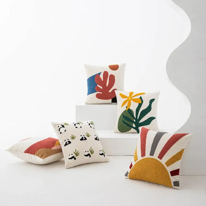 Abstract embroidery soft velvet cushion cover living room pillow