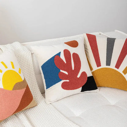 Abstract embroidery soft velvet cushion cover living room pillow