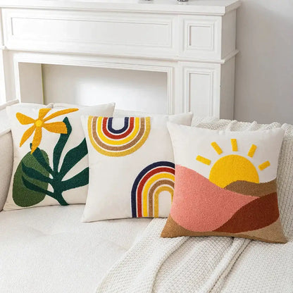 Abstract embroidery soft velvet cushion cover living room pillow