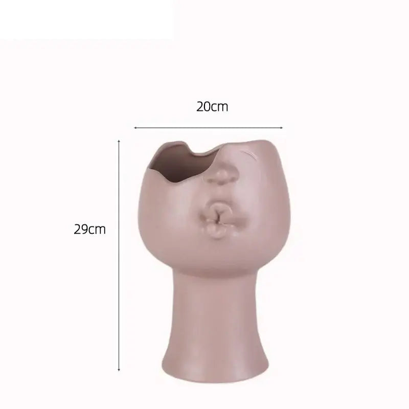 Blush pink abstract face ceramic vase living room decor