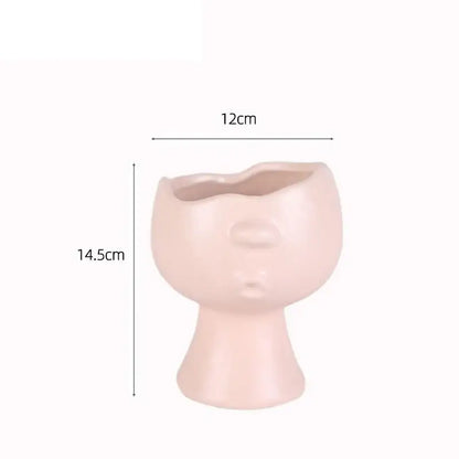 Blush pink abstract face ceramic vase living room decor