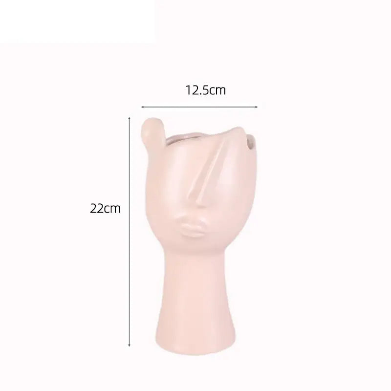 Blush pink abstract face ceramic vase living room decor