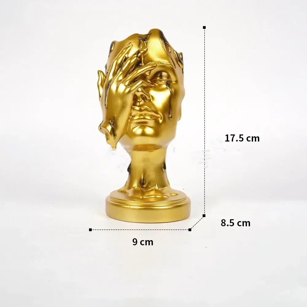 Abstract black and gold mask silence face figurine living room decor