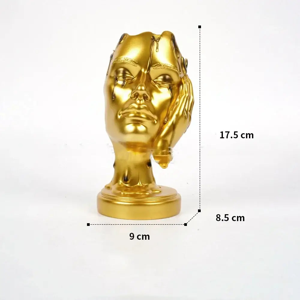 Abstract black and gold mask silence face figurine living room decor