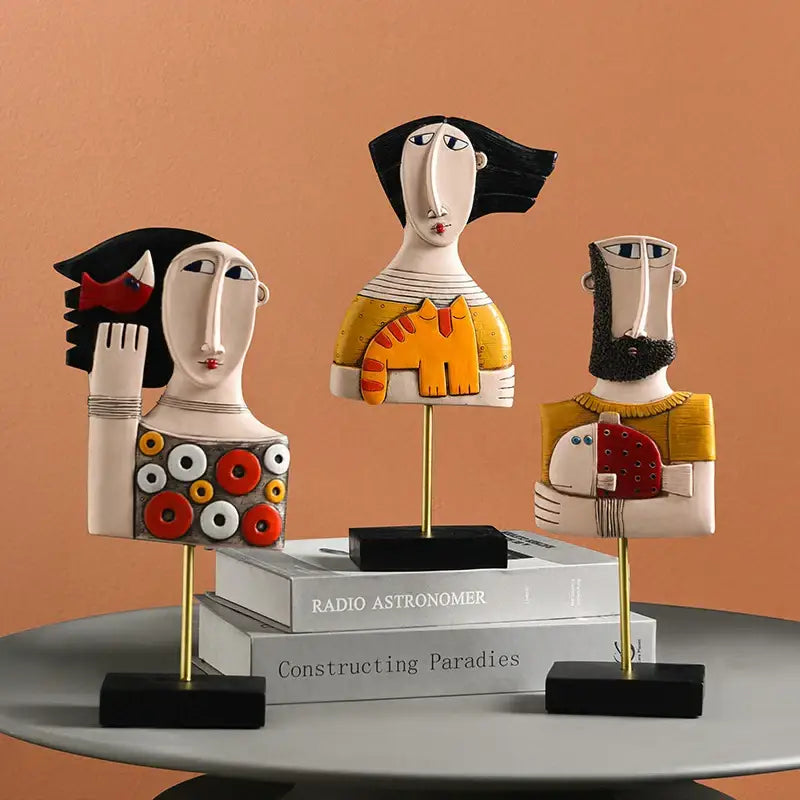 Abstract face resin art ornament living room stylized figurines