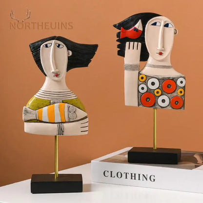 Abstract face resin art ornament living room stylized figurines