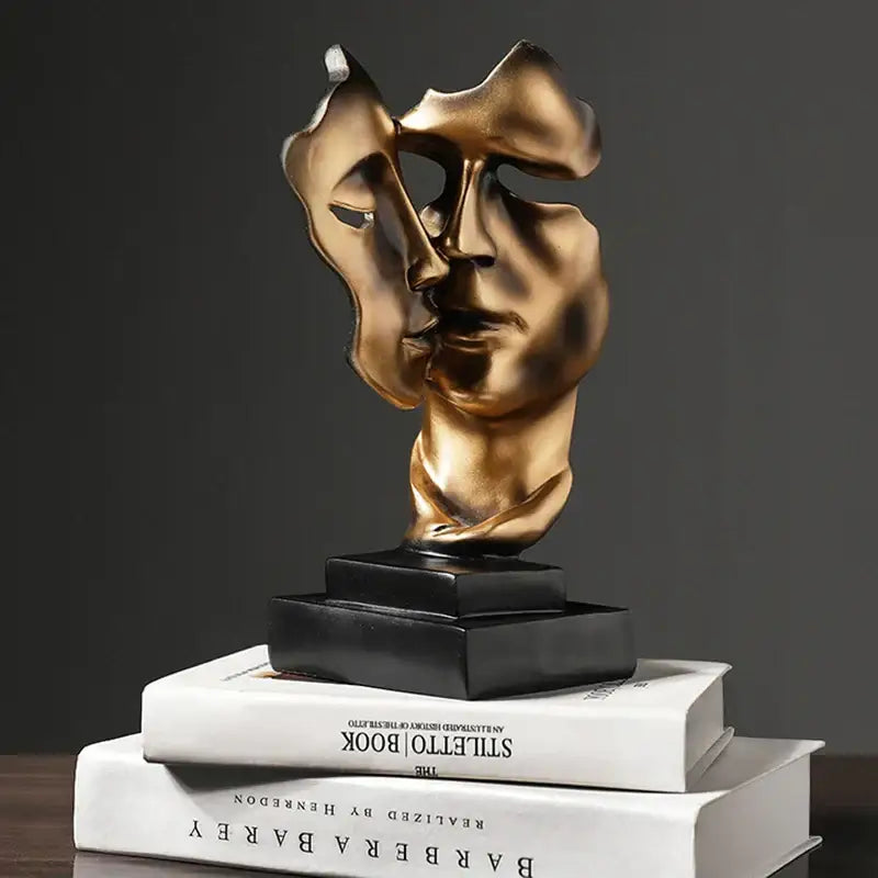 Modern gold abstract face sculpture – living room decor gift