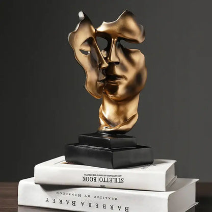 Modern gold abstract face sculpture – living room decor gift