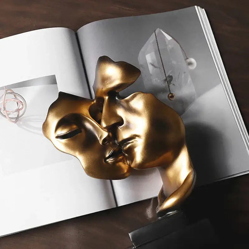 Modern gold abstract face sculpture – living room decor gift