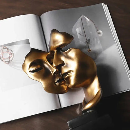 Modern gold abstract face sculpture – living room decor gift