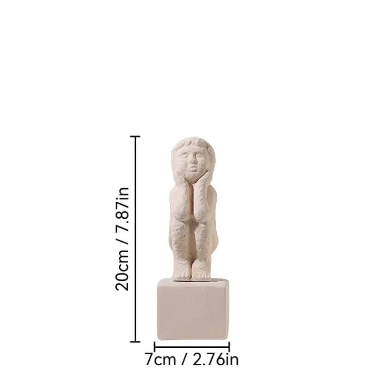 Minimalist white family character ceramic sculpture living room decor
