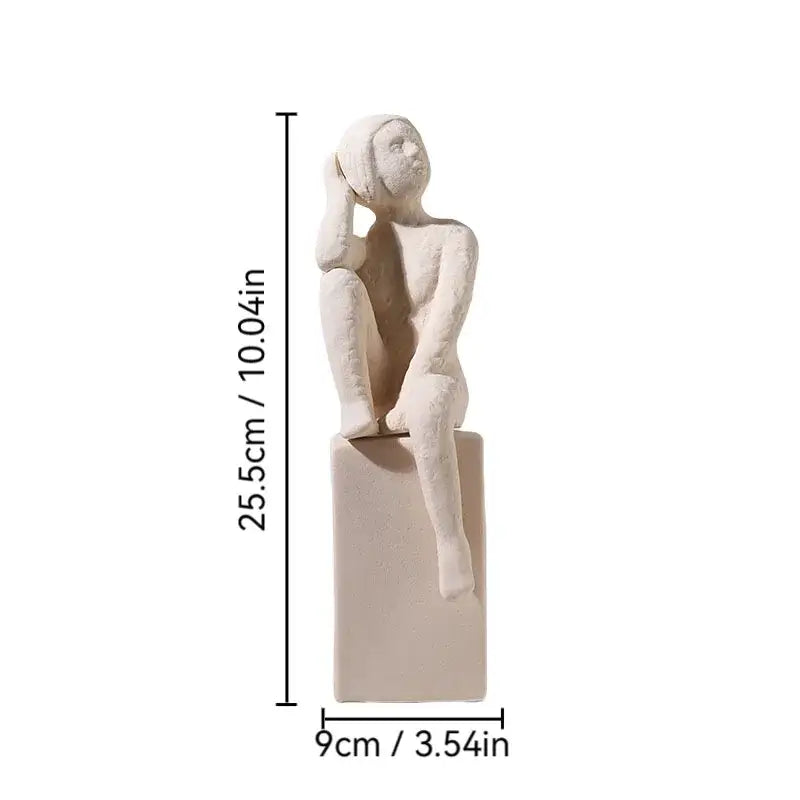 Minimalist white family character ceramic sculpture living room decor