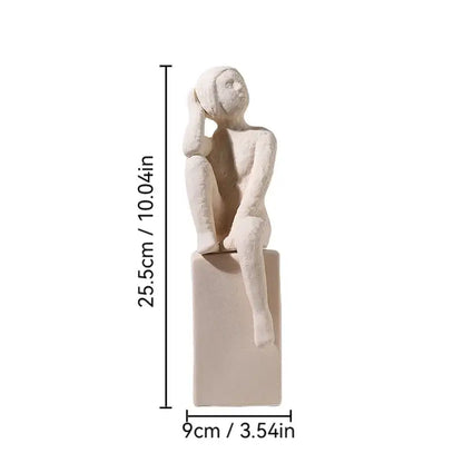 Minimalist white family character ceramic sculpture living room decor