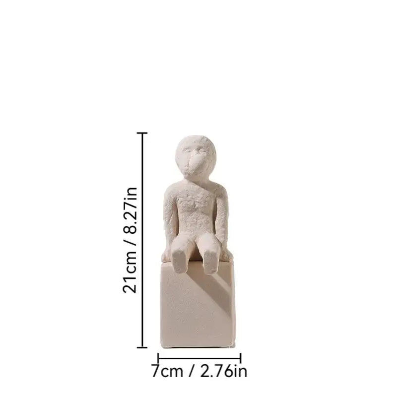 Minimalist white family character ceramic sculpture living room decor