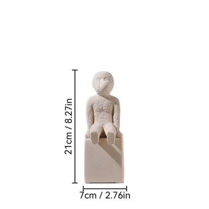 Minimalist white family character ceramic sculpture living room decor