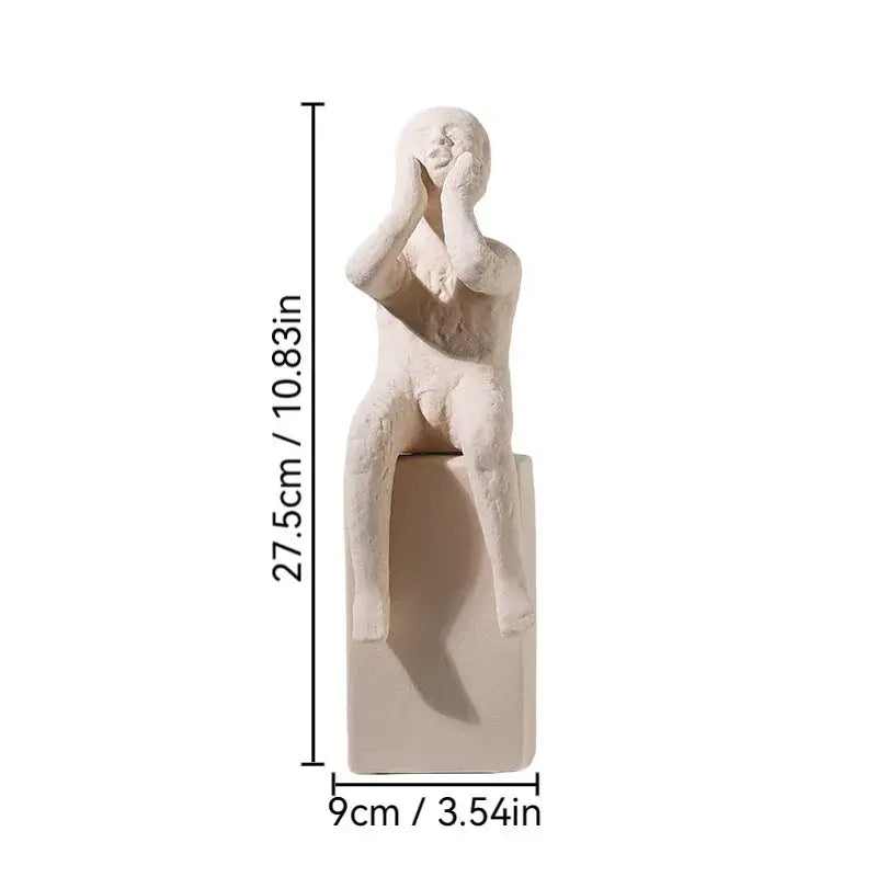 Minimalist white family character ceramic sculpture living room decor