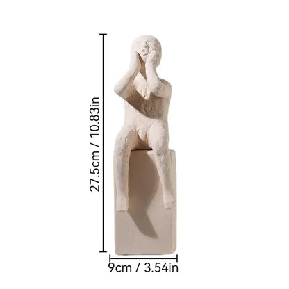 Minimalist white family character ceramic sculpture living room decor