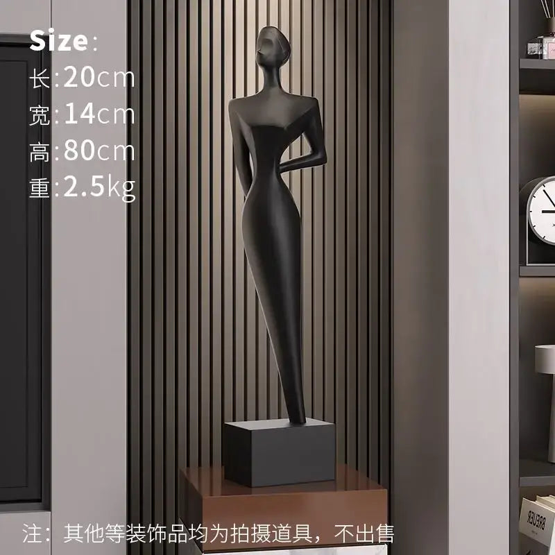 Minimalist black matte abstract figure art sculpture living room decor