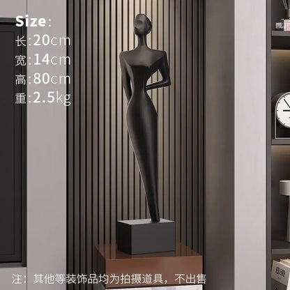 Minimalist black matte abstract figure art sculpture living room decor