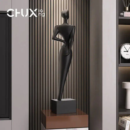 Minimalist black matte abstract figure art sculpture living room decor
