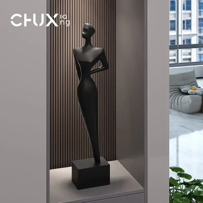 Minimalist black matte abstract figure art sculpture living room decor