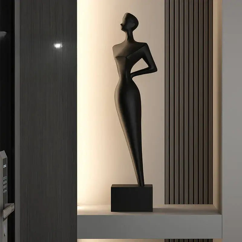 Minimalist black matte abstract figure art sculpture living room decor
